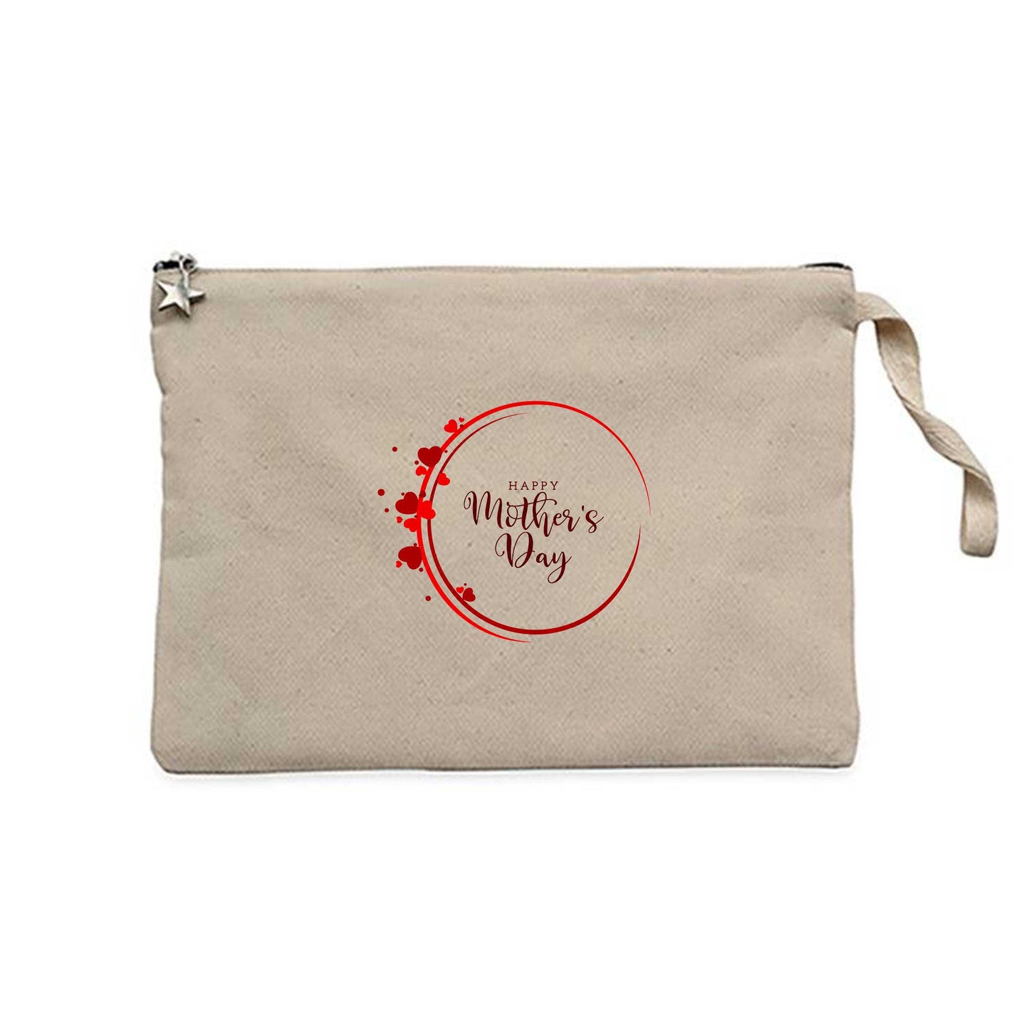 Happy Mother's Day Dairesel Krem Clutch Astarlı Cüzdan / El Çantası