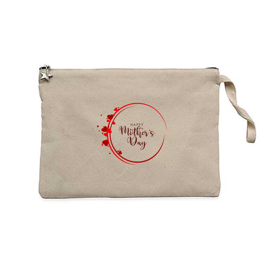Happy Mother's Day Dairesel Krem Clutch Astarlı Cüzdan / El Çantası