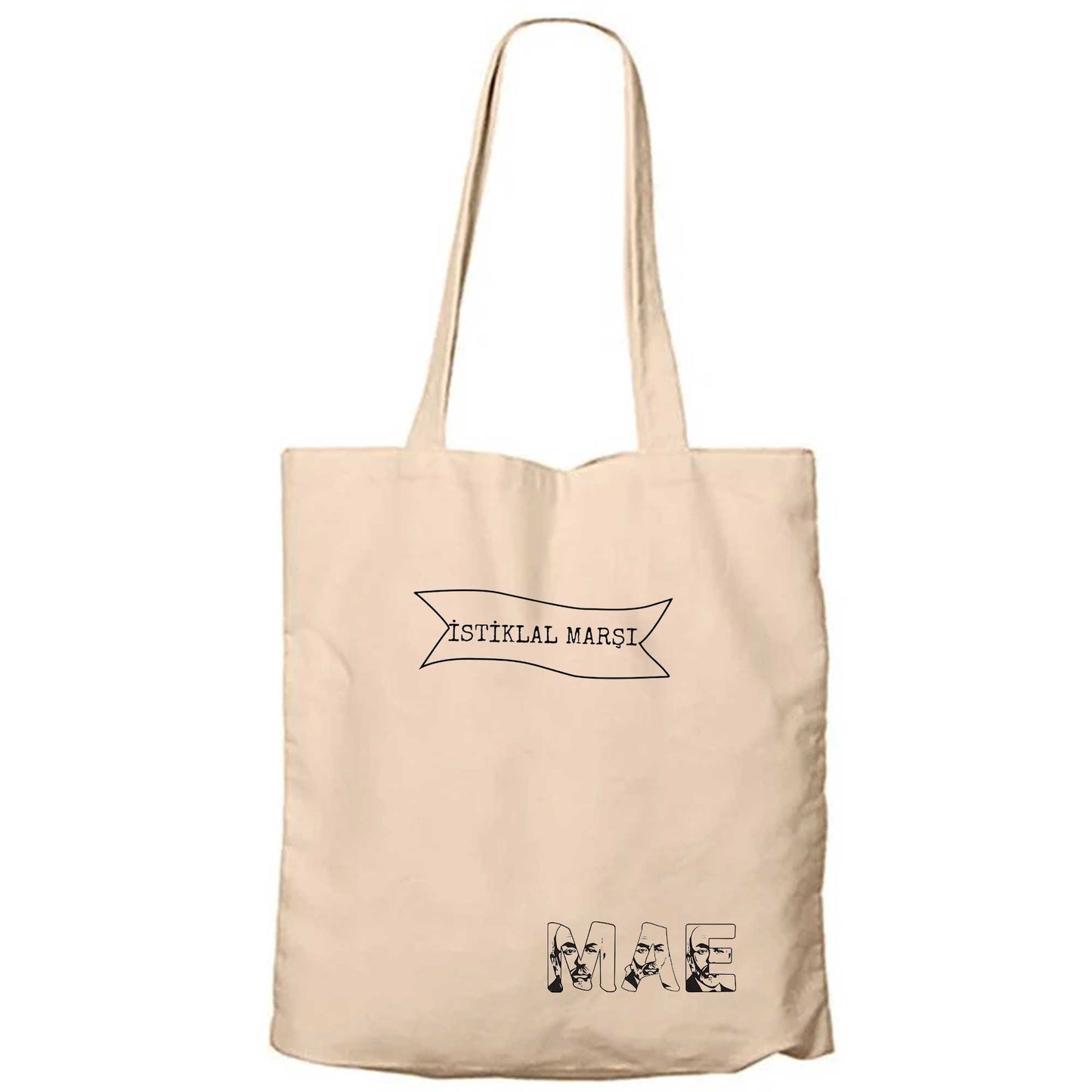 İstiklal Marşı Krem Fermuarlı Bez Çanta Gabardin