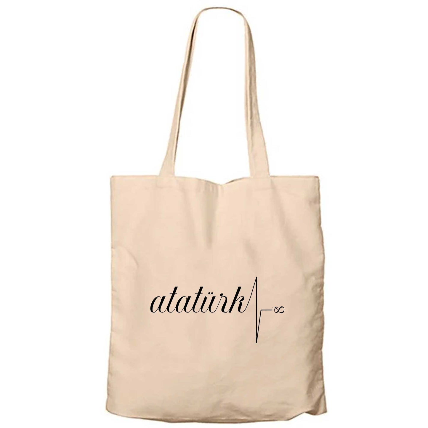 Sonsuza Kadar Kalbimizdesin Atatürk Krem Fermuarlı Bez Çanta Gabardin