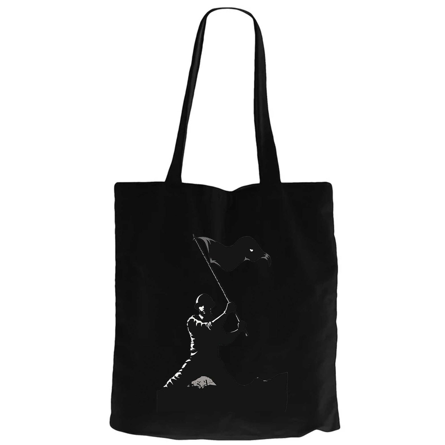 18 mart Çanakkale Zaferi Silüet Siyah Fermuarlı Bez Çanta Gabardin