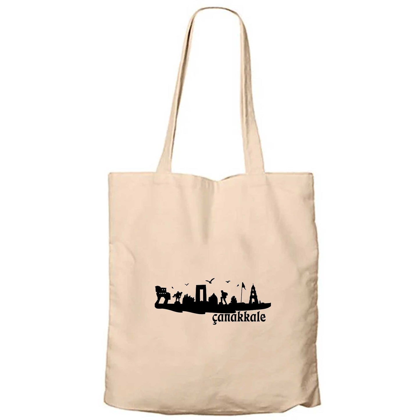 Çanakkale Zaferi Sembol Krem Fermuarlı Bez Çanta Gabardin