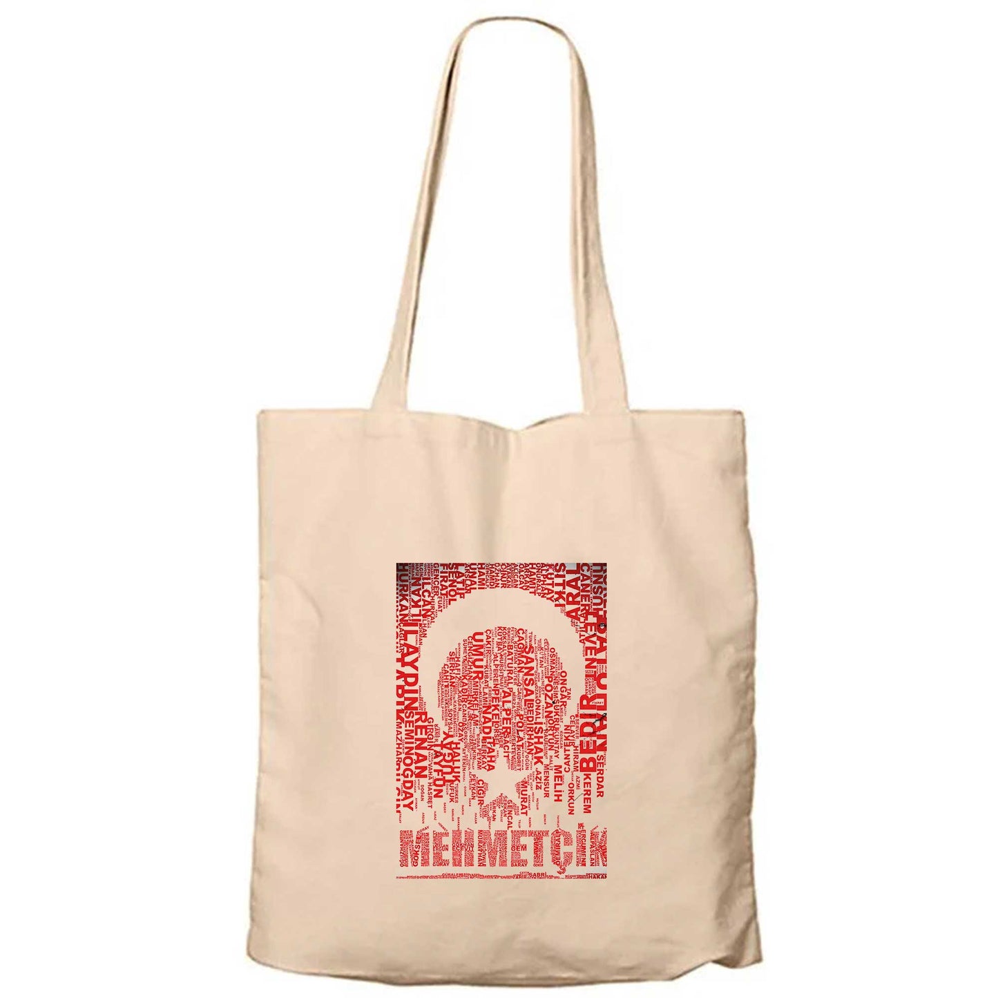 Mehmetçik Ay Yıldız Krem Fermuarlı Bez Çanta Gabardin