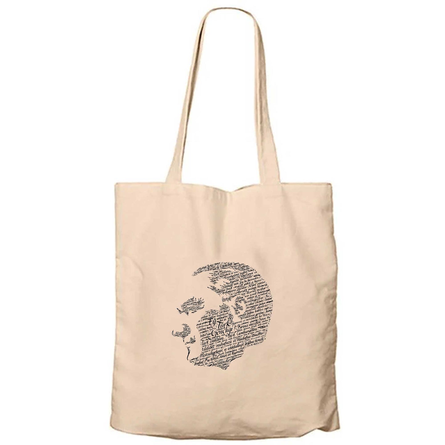 Atatürk Ey Türk Gençliği Portresi Krem Fermuarlı Bez Çanta Gabardin