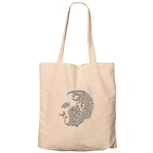 Atatürk Ey Türk Gençliği Portresi Krem Fermuarlı Bez Çanta Gabardin