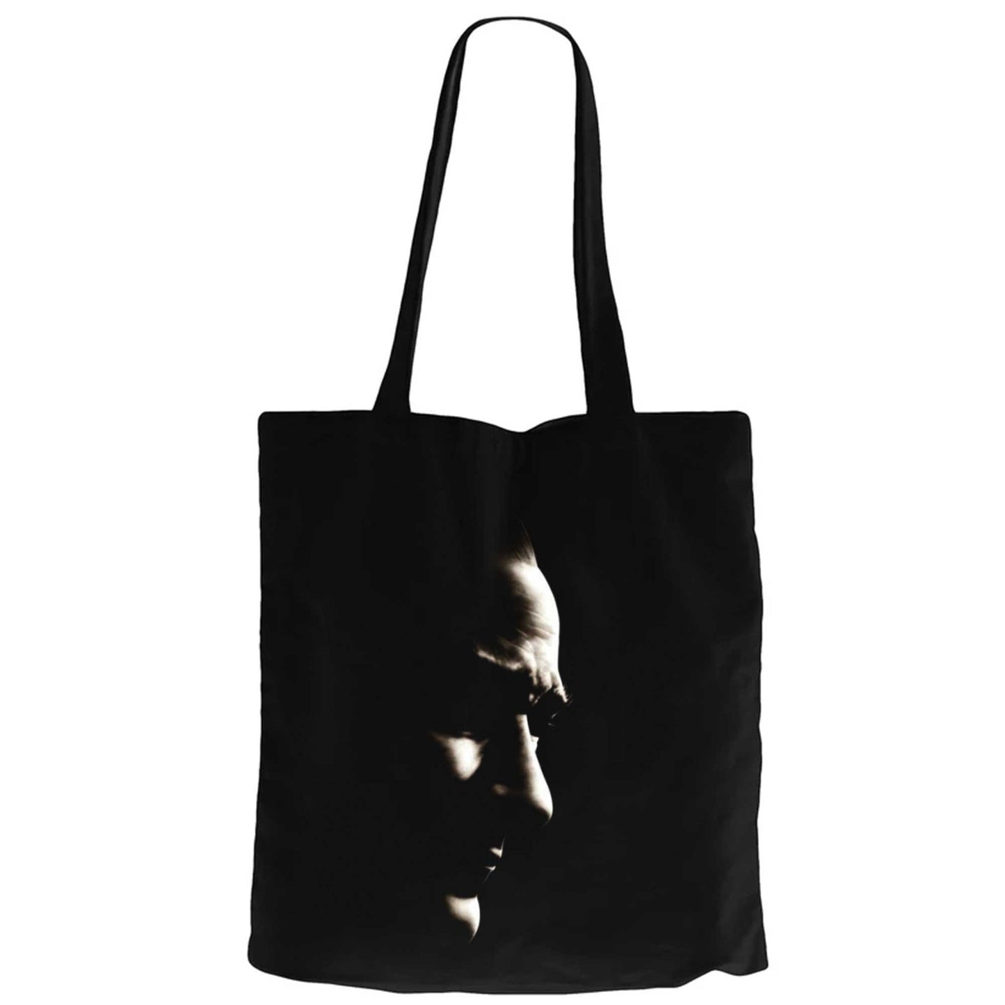 Atatürk Silüet Portresi Siyah Fermuarlı Bez Çanta Gabardin
