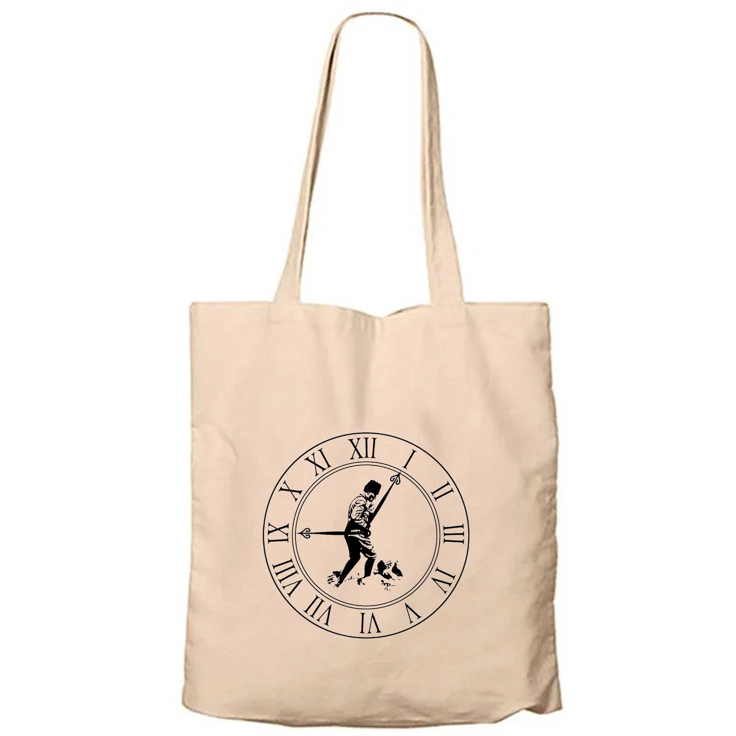 18 Mart Çanakkale Zaferi Saat Krem Fermuarlı Bez Çanta Gabardin