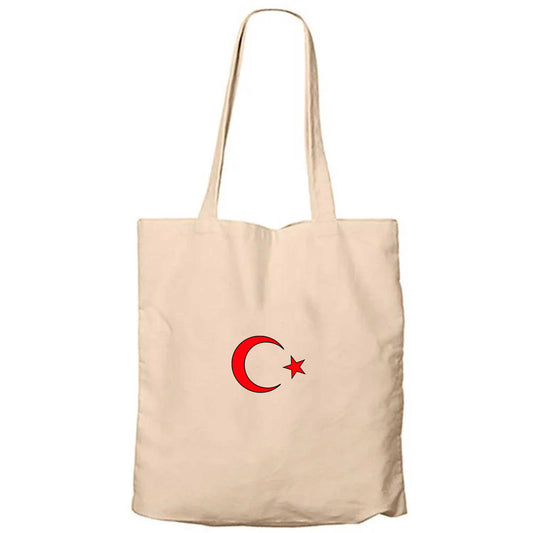 Ay-Yıldız Fermuarlı Bez Çanta Gabardin