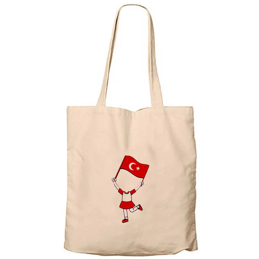 Kız Çocukların Bayramı Fermuarlı Bez Çanta Gabardin