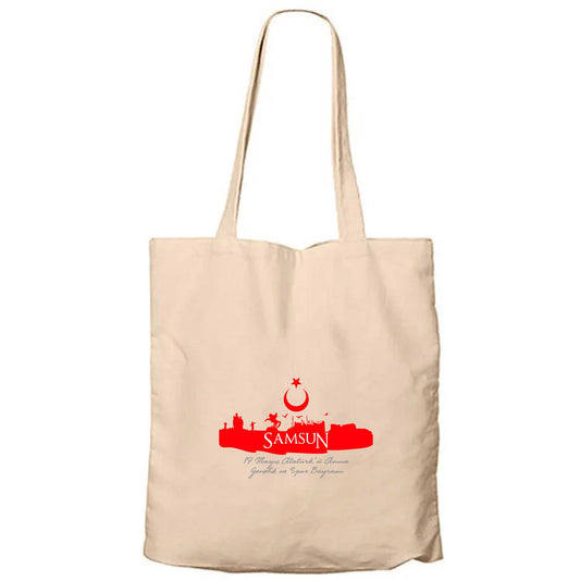19 Mayıs Samsun Temalı Fermuarlı Bez Çanta Gabardin