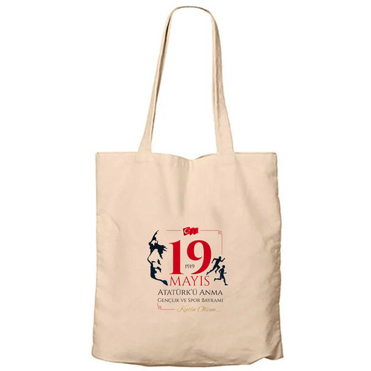 19 Mayıs Kutlu Bayramı Fermuarlı Bez Çanta Gabardin