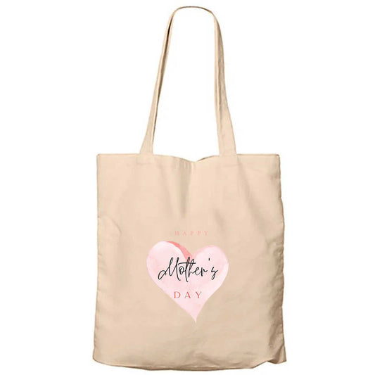 Soft Happy Mother's Day Krem Fermuarlı Bez Çanta Gabardin