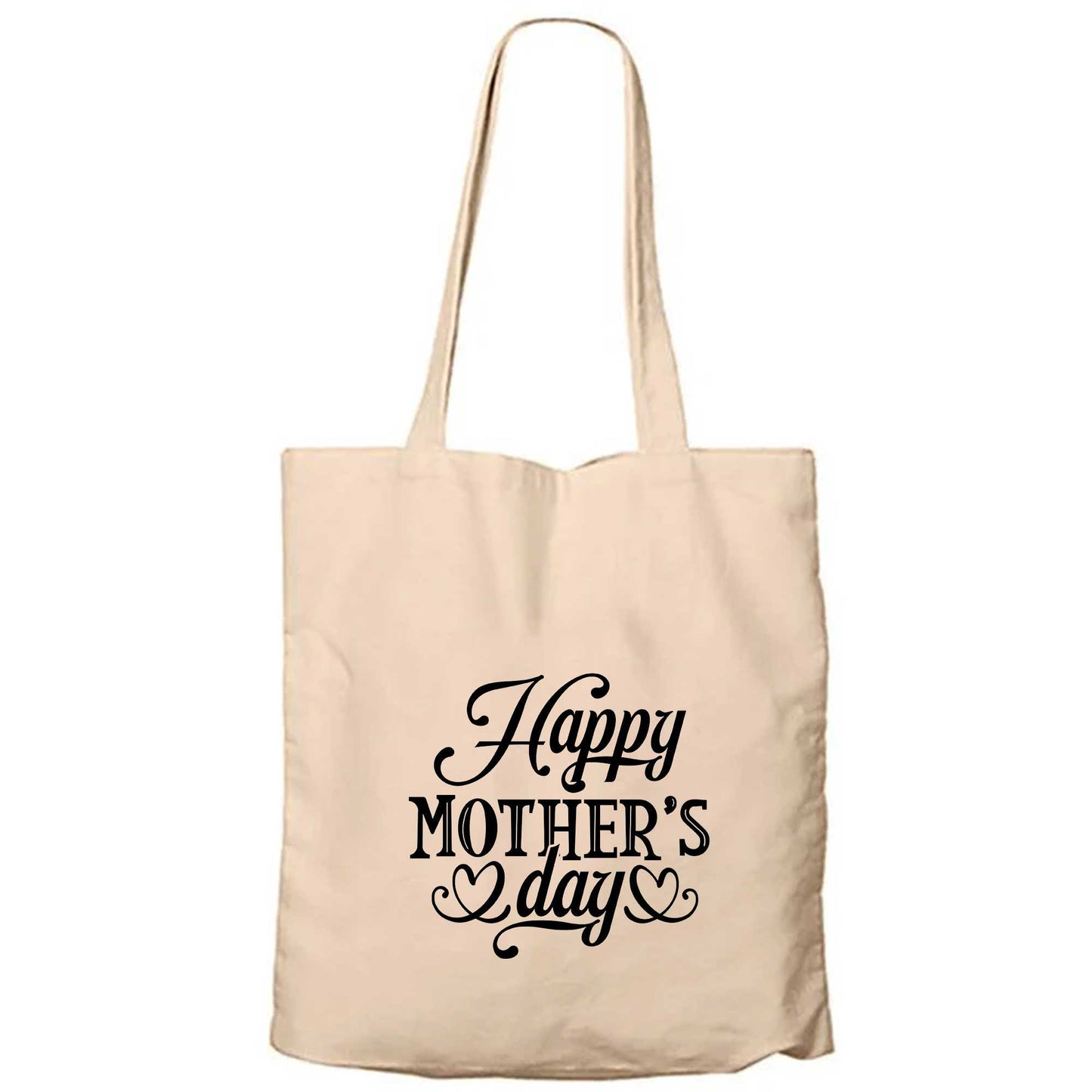 Happy Mother's Day Krem Fermuarlı Bez Çanta Gabardin