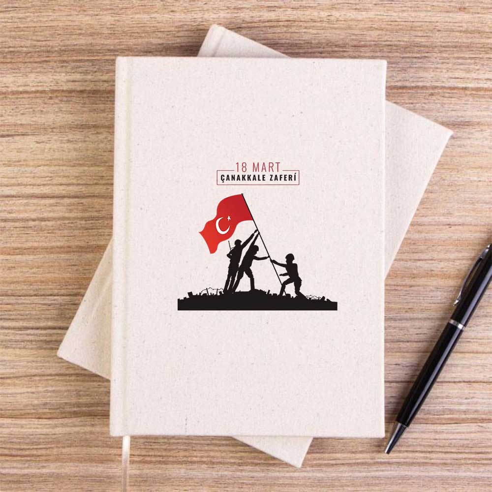 12 Mart Krem Çizgisiz Kanvas Defter