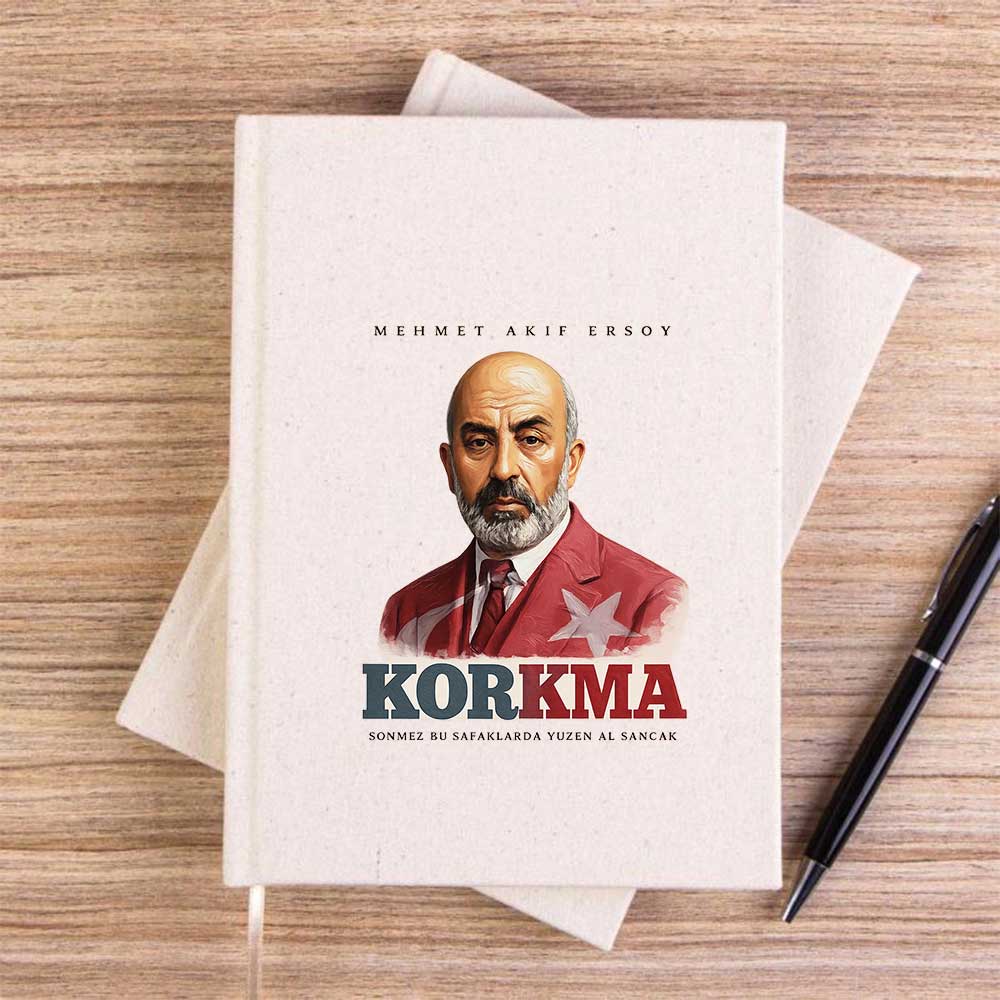 Mehmet Akif Ersoy Korkma Krem Çizgisiz Kanvas Defter