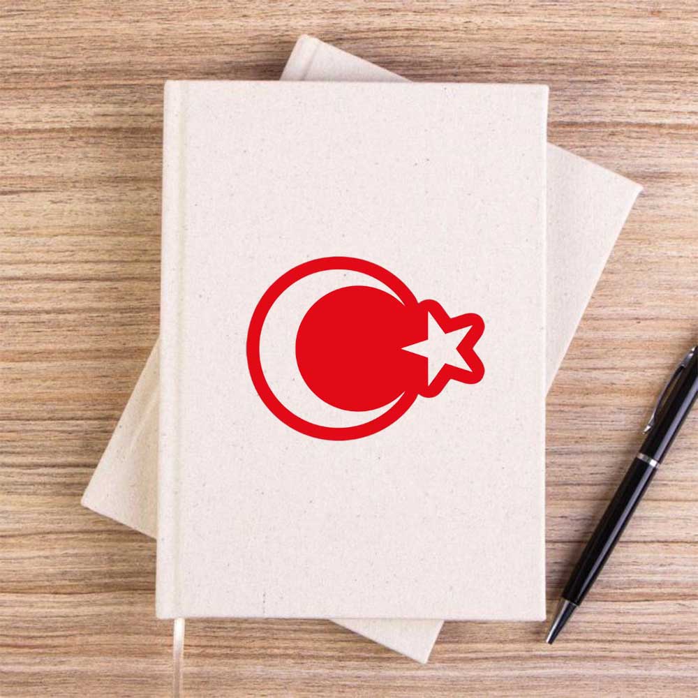 Ay Yıldız Bayrak Krem Çizgisiz Kanvas Defter