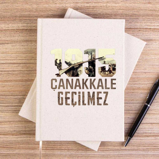 18 Mart Çanakkale Geçilmez Krem Çizgisiz Kanvas Defter