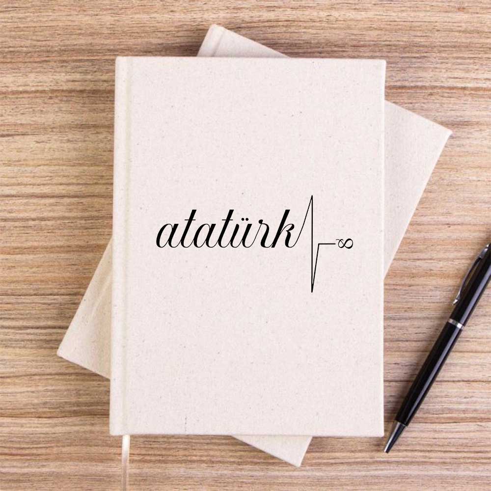 Sonsuza Kadar Kalbimizdesin Atatürk Krem Çizgisiz Kanvas Defter