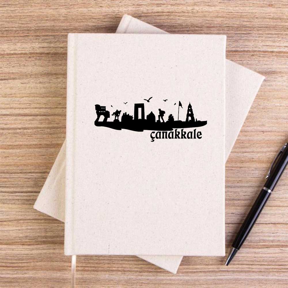 Çanakkale Zaferi Sembol Krem Çizgisiz Kanvas Defter