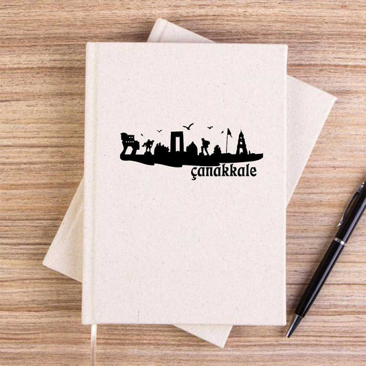 Çanakkale Zaferi Sembol Krem Çizgisiz Kanvas Defter