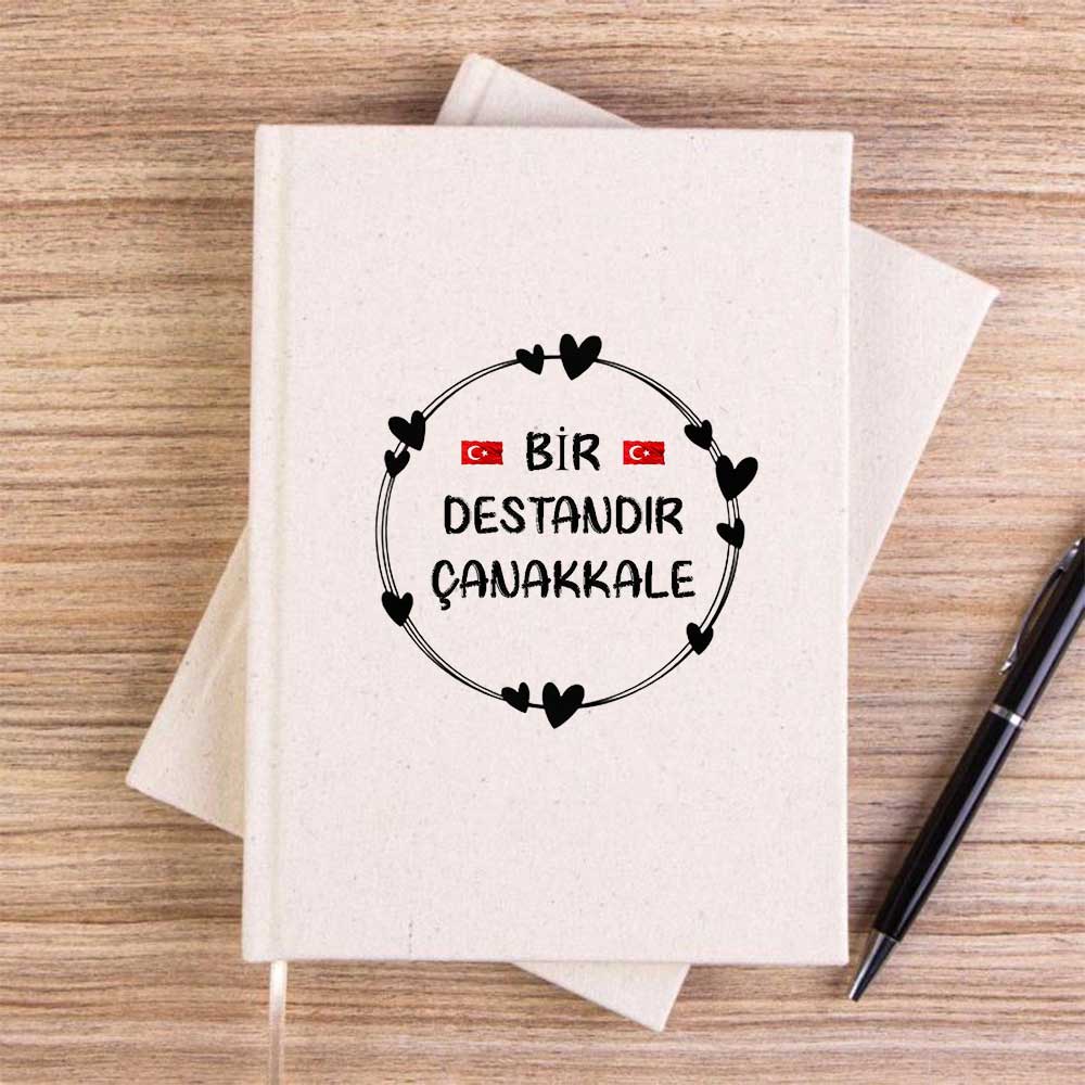 18 Mart Bir Destandır Çanakkale Krem Çizgisiz Kanvas Defter