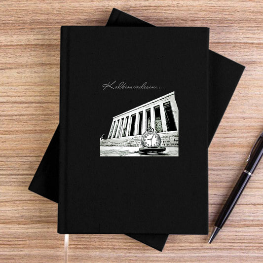 10 Kasım Kalbimizdesin Siyah Çizgisiz Kanvas Defter