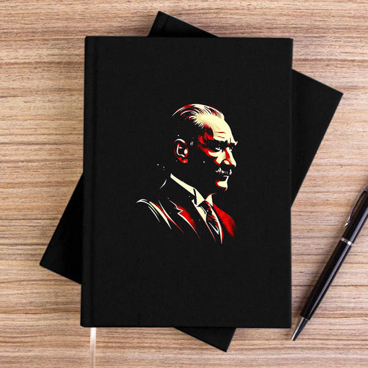 Atatürk Portresi Siyah Çizgisiz Kanvas Defter