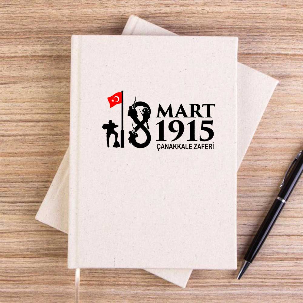 18 Mart 1915 Çanakkale Zaferi Krem Çizgisiz Kanvas Defter