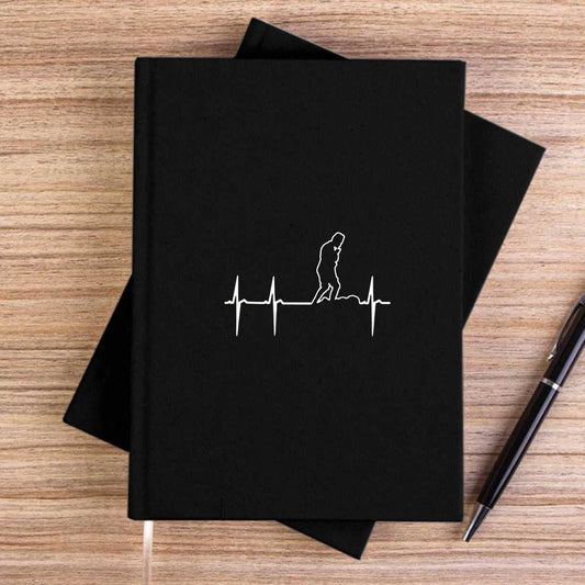 Atatürk Sevgisi Nabzı Siyah Çizgisiz Kanvas Defter