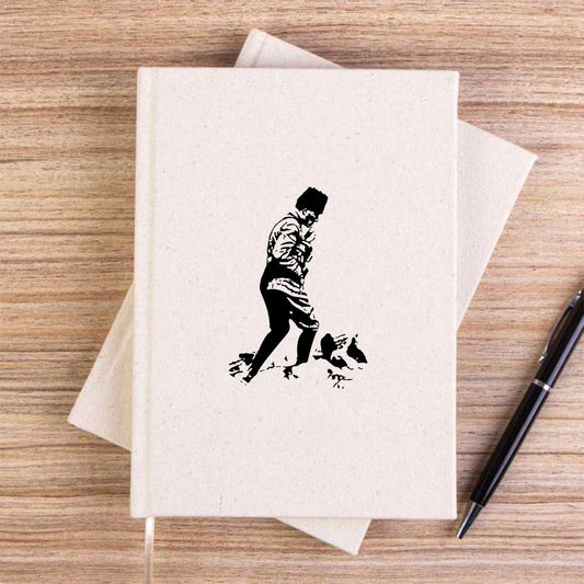 18 Mart Atatürk Siperde Krem Çizgisiz Kanvas Defter