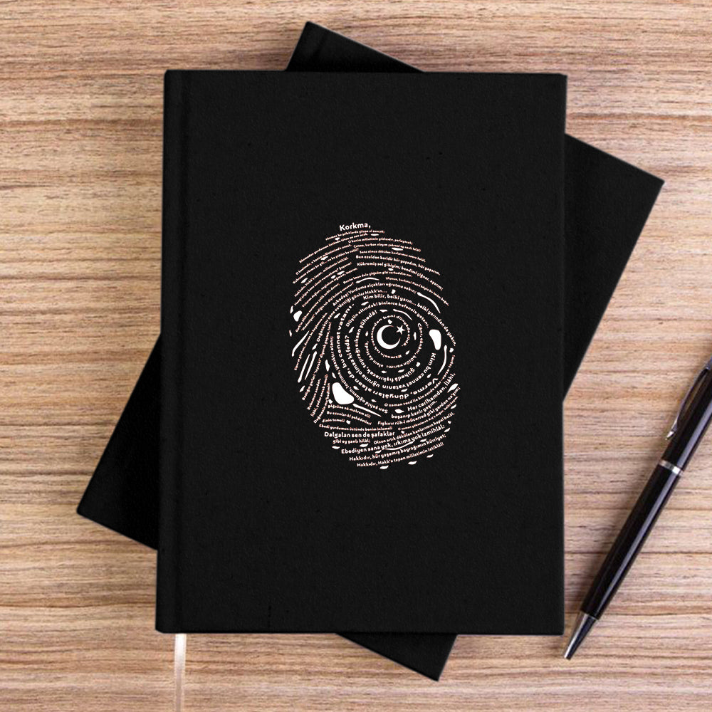 İstiklal Marşı Spiral Siyah Çizgisiz Kanvas Defter