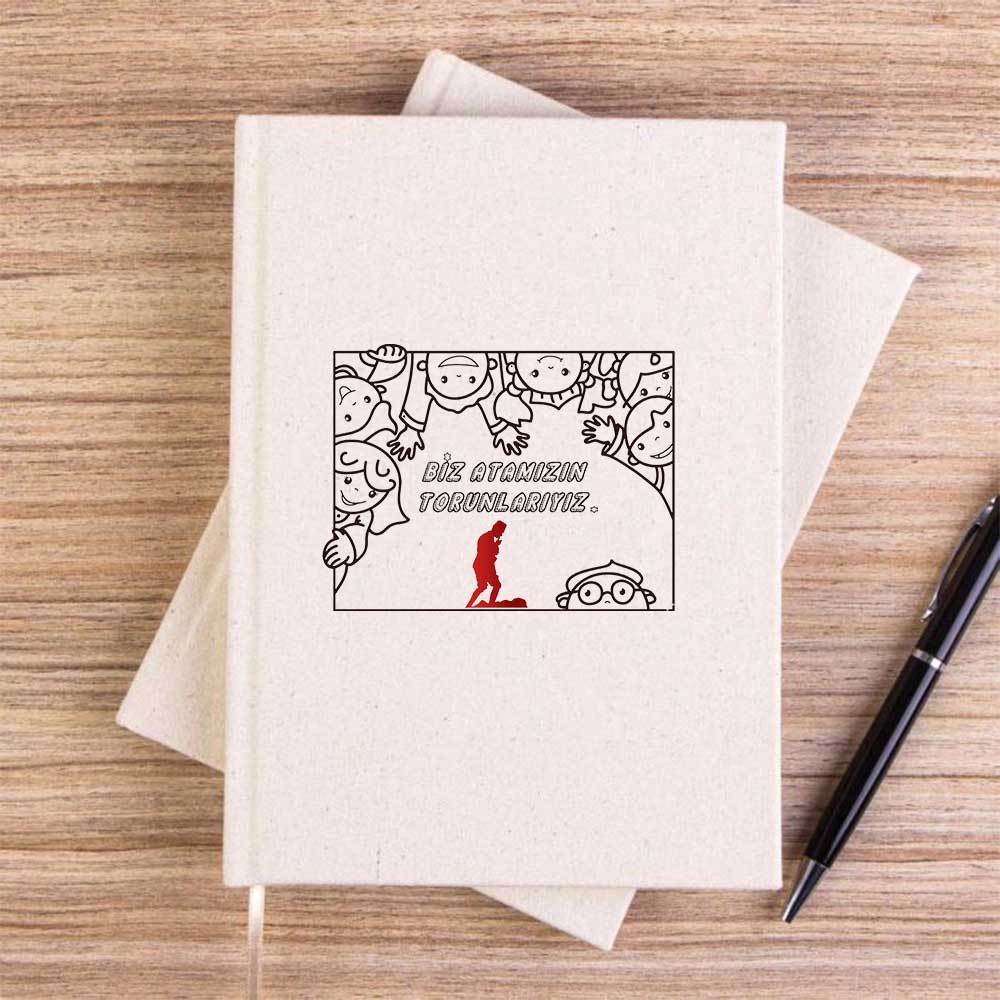 Atamızın Torunlarıyız Krem Çizgisiz Kanvas Defter