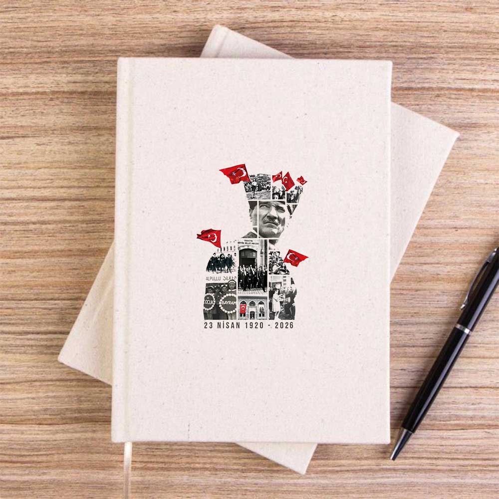Atatürk ve Yarınlar Krem Çizgisiz Kanvas Defter