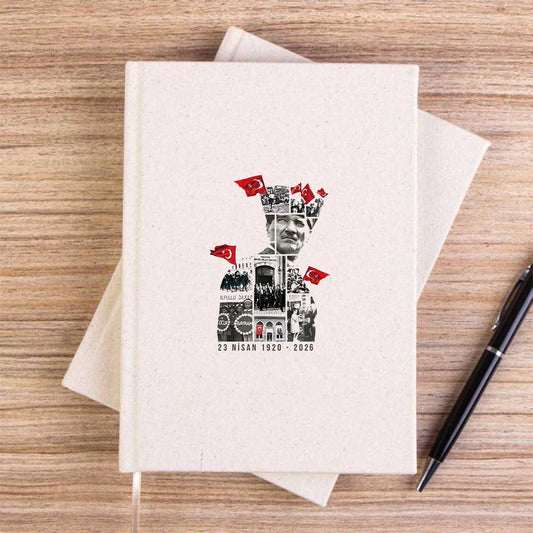 Atatürk ve Yarınlar Krem Çizgisiz Kanvas Defter