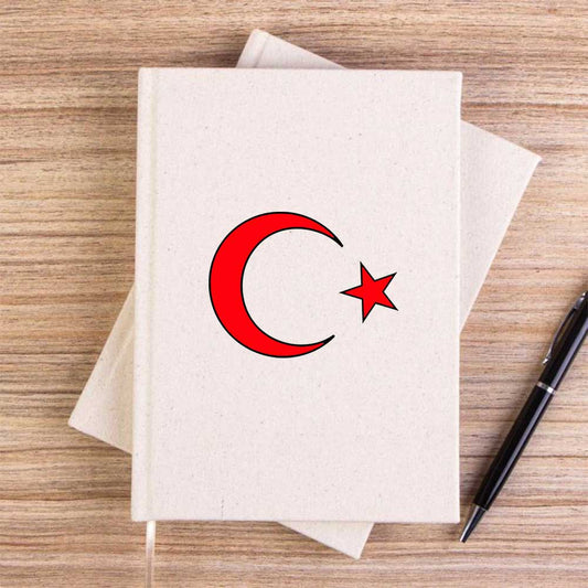 Ay-Yıldız Krem Çizgisiz Kanvas Defter