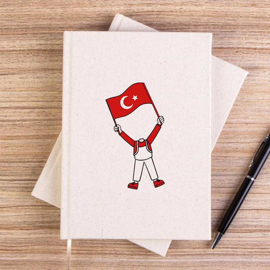 Erkek Çocukların Bayramı Krem Çizgisiz Kanvas Defter