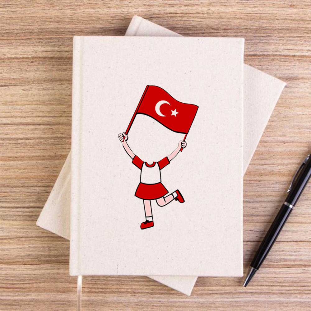 Kız Çocukların Bayramı Krem Çizgisiz Kanvas Defter