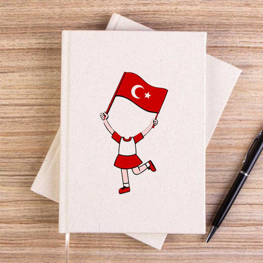 Kız Çocukların Bayramı Krem Çizgisiz Kanvas Defter