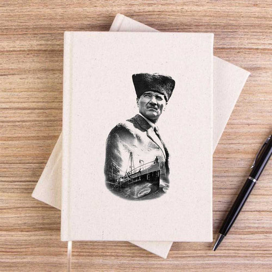Bandırma Ruhuyla Atatürk KremÇizgisiz Kanvas Defter