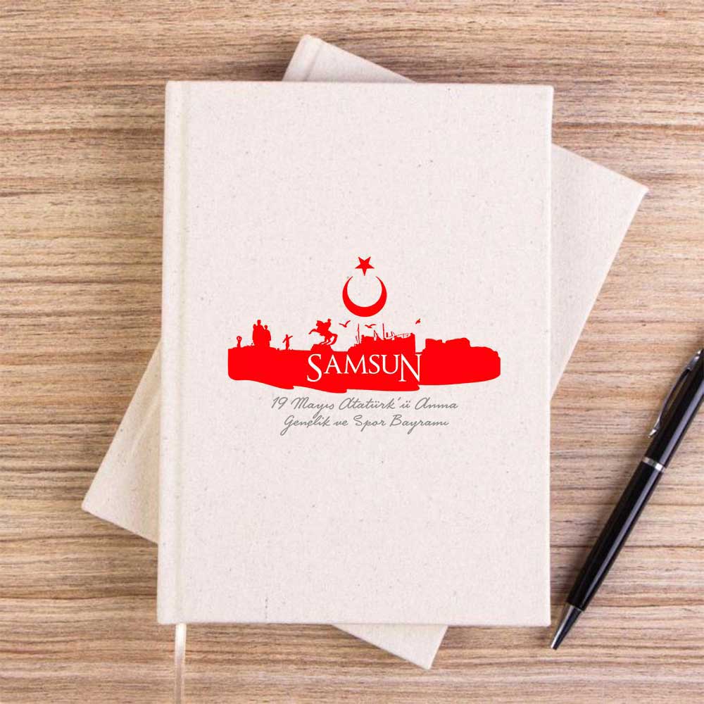 19 Mayıs Samsun Temalı KremÇizgisiz Kanvas Defter