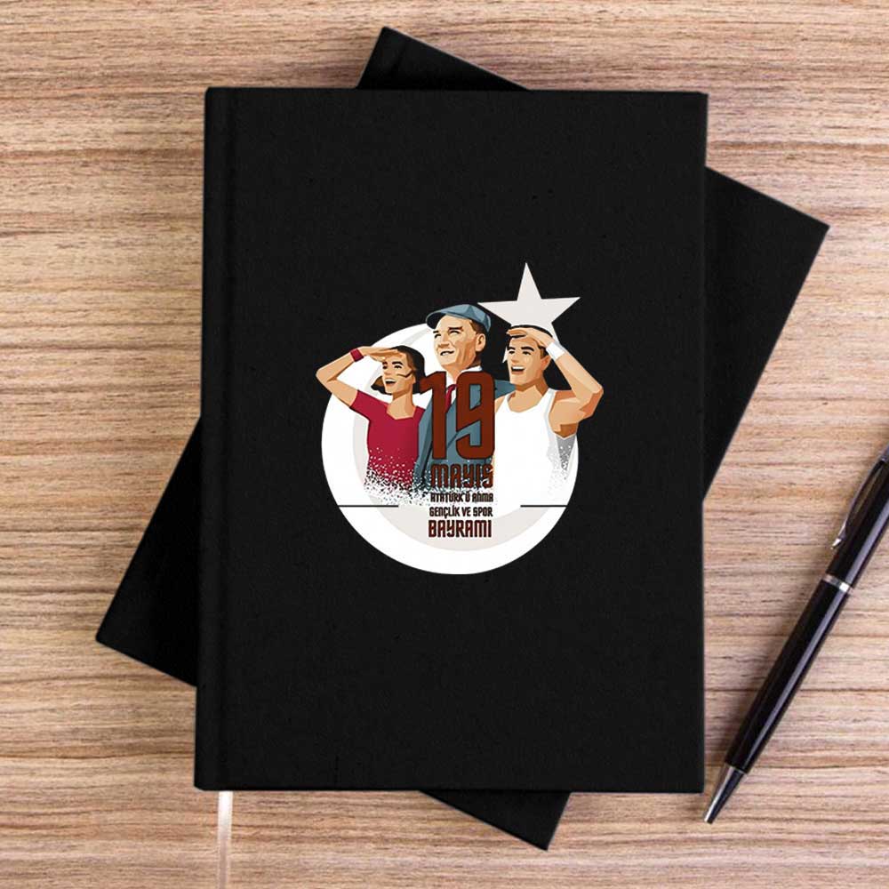 19 Mayıs Gençliğe Armağan SiyahÇizgisiz Kanvas Defter