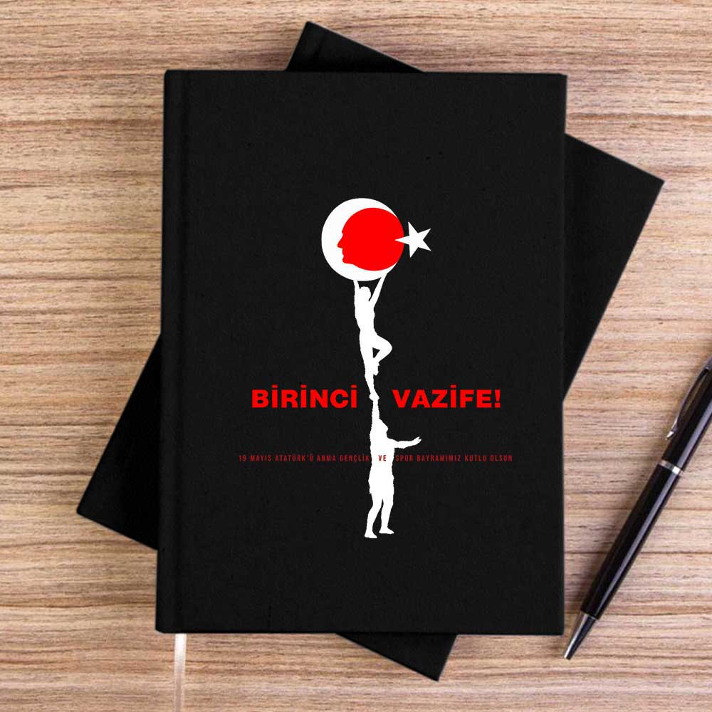 Atatürk Birinci Vazifemiz SiyahÇizgisiz Kanvas Defter