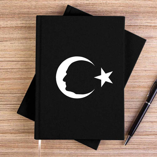 Ay Yıldız Anma Tasarımı SiyahÇizgisiz Kanvas Defter