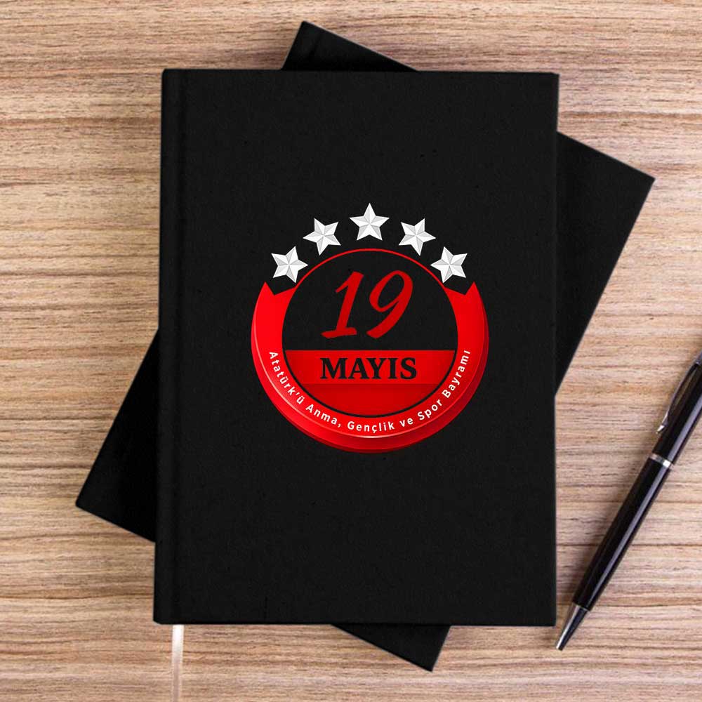 19 Mayıs Logo SiyahÇizgisiz Kanvas Defter