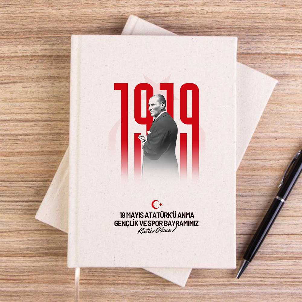 19 Mayıs Dikey KremÇizgisiz Kanvas Defter