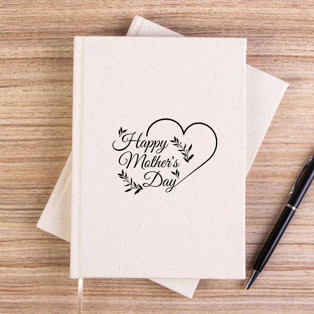 Happy Mother's Day Çizgisel Krem Çizgisiz Kanvas Defter