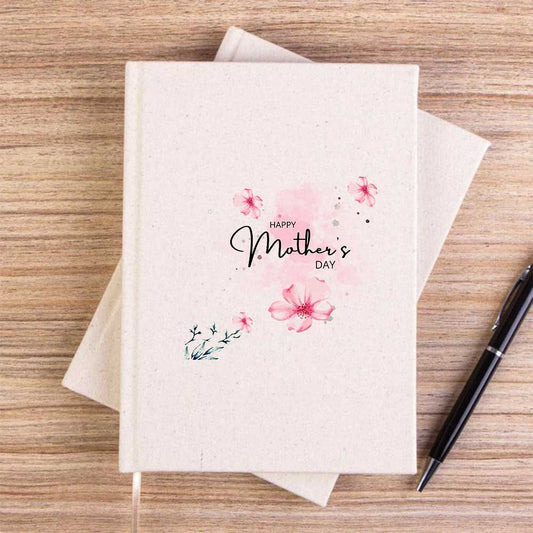 Happy Mother's Day Sanatsal Krem Çizgisiz Kanvas Defter