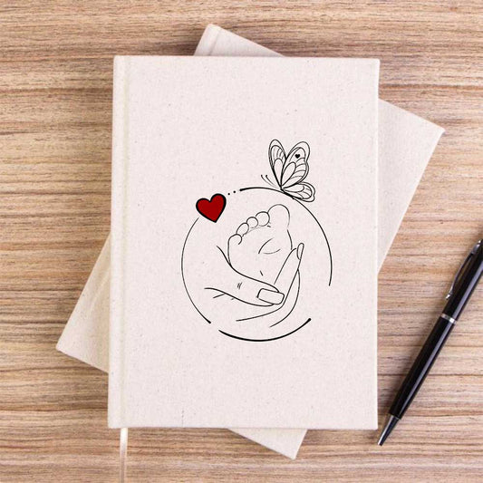 Anne Ve Bebek Ayağı Krem Çizgisiz Kanvas Defter