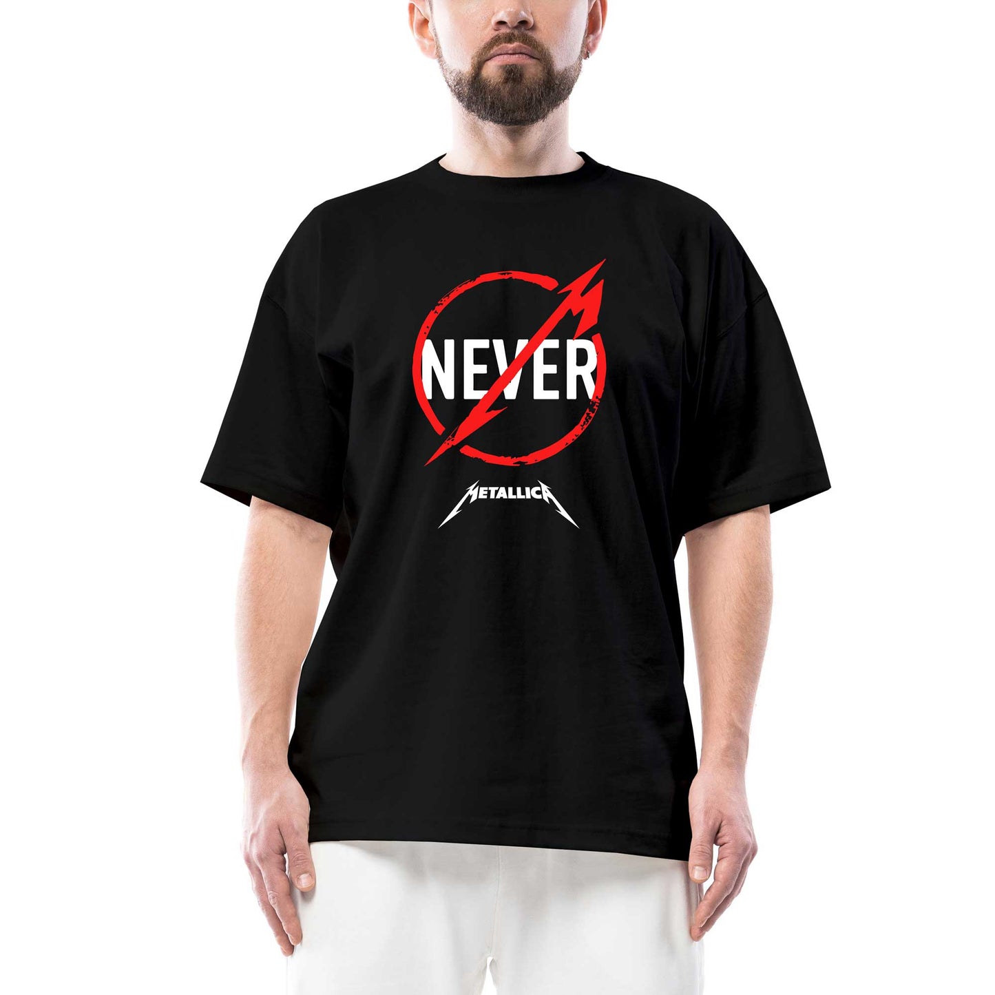 Metallica Never Oversize Siyah Tişört