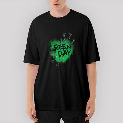 Green Day Green Hearth Oversize Siyah Tişört